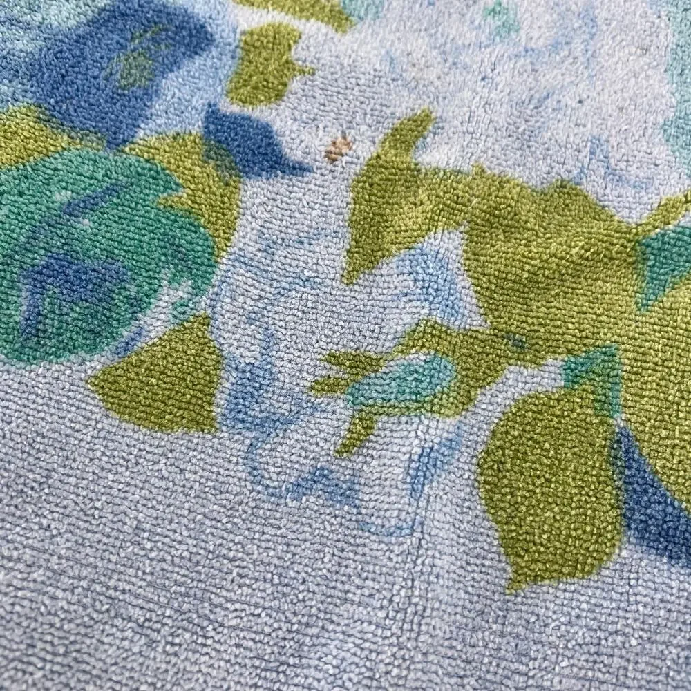 70s Cottagecore Blue Floral Towel 1970s Vintage Monticello Cannon